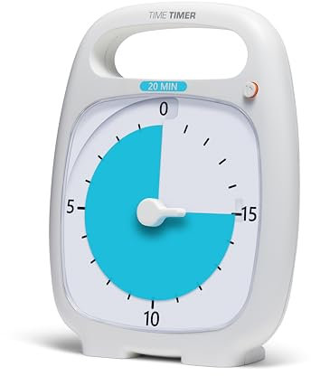 TIME TIMER PLUS 20 Minuten Visueller Analog-Timer Uhr - Optionaler Aktustischer Alarm (Lautstärkeregler) Kein lautes Ticken; Zeitmanagement-Tool (weiß)