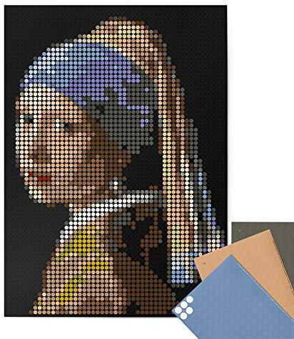 dot on Pixelart vermeer - DIY Poster 50x70 cm - Bastelset für Erwachsene Bilder mit Klebepunkten Stickerset Mosaik Pixelart Aufkleber Basteln Selbermachen DIY Mädchen mit dem Perlenohrring