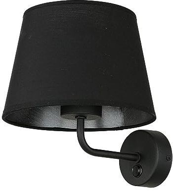 Licht-Erlebnisse Wandlampe Stoff Metall Schwarz Schlafzimmer Wohnzimmer Flur H:24 cm E27 max. 60 Watt wohnlich Bauhaus Wandleuchte Esszimmer MAJA