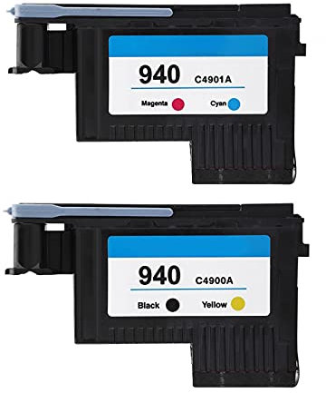 ASHATA Für 940 schwarz und gelb Druckkopf, Professionell Druckkopf Magenta und Cyan Printhead, Druckerpatrone für C4900A C4901A 8000 8500 Series