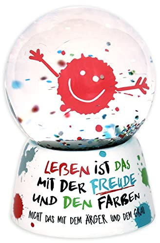 H:)PPY life Traumkugel Leben ist das mit der Freude | Schneekugel, Glas, Polyresin, Motivdruck | Geschenk, Freundschaft | 45362