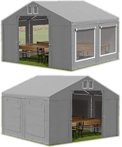 Das Company Partyzelt 3x4m Lagerzelt Universalzelt Moskitonetz wasserdicht grau Zelt 560g/m² PVC Plane Hochwertigeszelt Gartenzelt Summer ISDM - Faltpavillon, Gartenpavillon, Lagerzelt - Gartenhaus