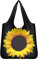 Pizding Wiederverwendbare Einkaufstasche, faltbar, große Tragetasche mit Beutel, Premium-Qualität, Polyestergewebe, waschbar, langlebig, leicht, 3D-gelbe Sonnenblume