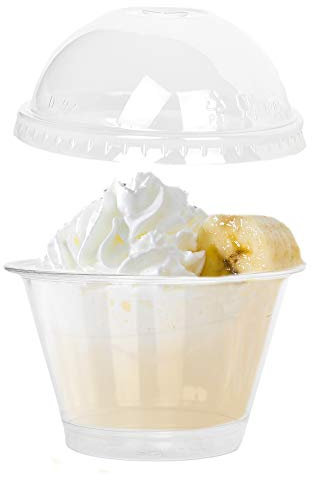 PZ 50 COPPETTE DI PLASTICA TRASPARENTE CC 210 + COPERCHIO IDEALE PER MACEDONIE YOGURT E GELATI PLASTIC CUP FOR ICE CREAM