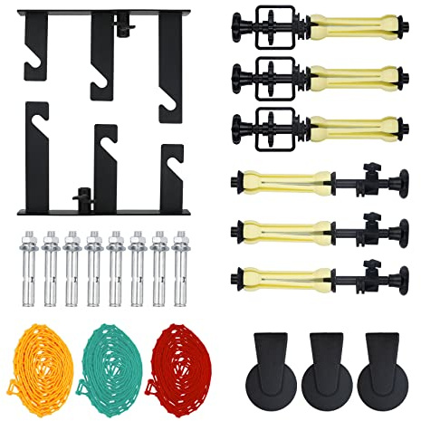 Meking Photography 3 Roller Backdrop Wall Mount Manual Background Roller Support System with 2 Tri-fold Hooks, 6 Expand Bars and 3 Chains for Photography Studio Holding 3 Backdrops