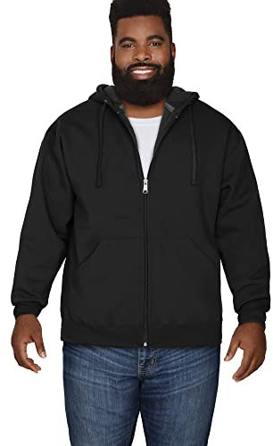 Fruit of the Loom Uni Eversoft Fleece Hoodies, Pullover & Full Zip, Moisture Wicking & Breathable, Sizes S-4x Kapuzenpullover, Schwarzer Durchgehender Reißverschluss, X-Large