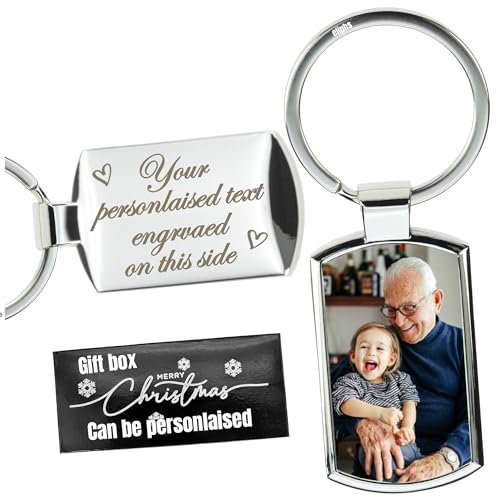 Porte-clés photo double face personnalisé avec dos gravé – Cadeau photo personnalisé, porte-clés Spotify, cadeau attentionné pour la fête des pères et un anniversaire, porte-clés pour animal