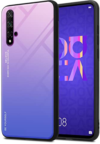 Cadorabo Hülle kompatibel mit Honor 20 / 20S / Huawei NOVA 5T Schutzhülle TPU Silikon Case Glas Slim Kratzfest Weiche Gummi mit Rundumschutz Case Hülle für Honor 20 / 20S / Huawei NOVA 5T in Schwarz