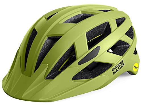 OutdoorMaster MIPS Fahrradhelm - Zwei herausnehmbare Innenfutter & Belüftung in Multi-Environment - Fahrradhelm in Mountain, Autobahn für Jugendliche & Erwachsene (Speed Gelb, 59-61CM)