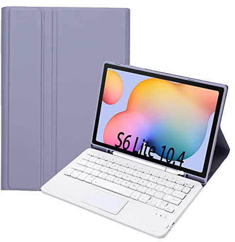 Funda con teclado Bluetooth para Samsung Galaxy Tab S6 Lite de 10,4 pulgadas (SM-P610 / SM-P615), teclado inalámbrico con funda protectora y teclado TrackPad y ranura para bolígrafo