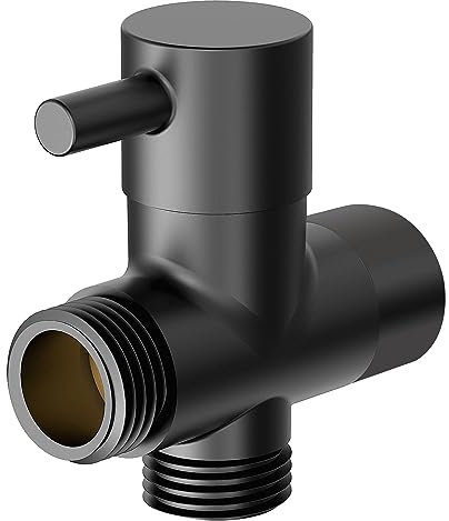 Linkidea Bras de douche en laiton massif G1/2 - Adaptateur de composant de rechange pour pommeau de douche - Vanne d'inverseur à 3 voies (noir mat)