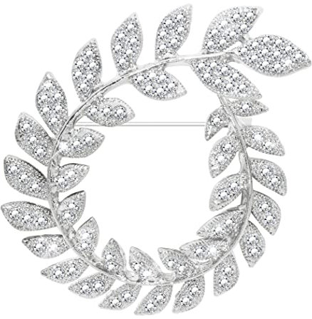 KristLand Vintage Hochzeit Kristall Brosche mit Rotierenden Blättern Corsage Atemberaubend Art Deco Modische Blumen Brosche Braut Blumenband Brosche Party Geschenk für Damen