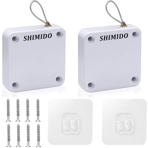 SHIMIDO Verbesserter stanzfreier automatischer Bildschirm-Türschließer, 1000 g, Sturmtürschließer, Schiebetürschließer, automatischer Türschließer mit Stahlkordel für Badezimmer, Schlafzimmer,