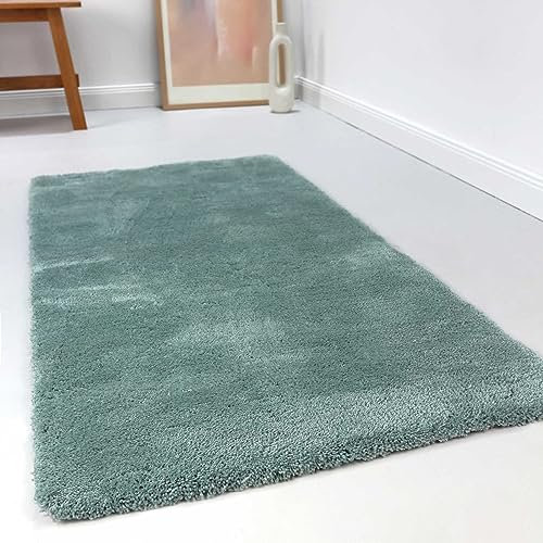 Wecon Home Kuschelig weicher Esprit Hochflor Teppich, bestens geeignet fürs Wohnzimmer, Schlafzimmer und Kinderzimmer RELAXX (120 x 170 cm, türkis grau)