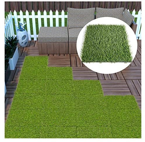 VXHCS Grass Tiles Artificial Grass Square Tile for Patio Balcony Roof Terrace Grass Tiles Flooring Outdoor Floor Tiles Interlocking JSSSM (Color : 30x30x3cm, Size : 20pcs)