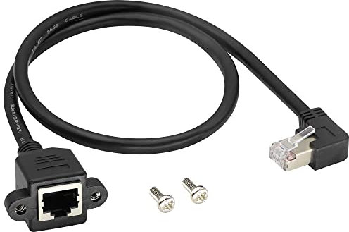 zdyCGTime 90 degree Right Elbow Category 6 Shielded Network Cable Male to Female with ear Network Extension Cable, LAN Extension Cable Compatible with Routers,PC,Set-top boxes, etc. (Right / 0.6M)