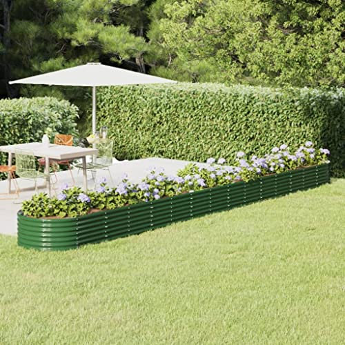 WIFESE Jardinière de Jardin Acier Enduit de Poudre 620x80x36 cm Vert Jardiniere Exterieur Grande Taille Jardiniere Balcon Jardiniere sur Pieds Carré Potager Rectangulaire Potager Balcon