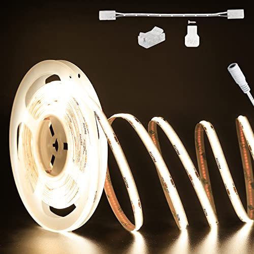 PAUTIX COB LED Streifen Weiß 4000K,10M 5040LEDs DC24V LED Strip Light CRI90+ für Schlafzimmer Küche DIY Beleuchtungsprojekt mit 8mm Cob Verbinder(Netzteil nicht im Lieferumfang enthalten 24V/4A)