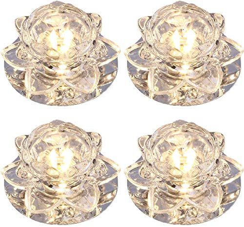 FAZRPIP 4 Piezas LED de Cristal Downlight Baffle Trim 3W / 5W Modern Crystal Plafón Led Downlight empotrable para Sala de Estar, Cocina, Dormitorio, iluminación de decoración de Pasillo