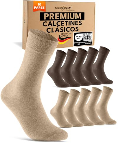 sockenkauf24 10 Paia di Calze Uomo Donna Calzini Lunghi Business Cotone Traspiranti Comode