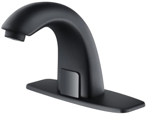 Robinet de salle de bain sans contact avec détecteur de mouvement automatique avec plaque de recouvrement et mélangeur de température, robinet mains libres activé par le mouvement, robinet
