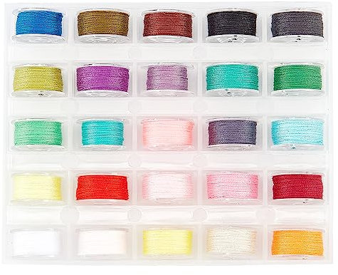 PH PandaHall 25 Rouleaux Cordon à Nouer Chinois Fil de Perles en Polyester 0,1 mm Cordon à Tricoter à la Main Cordon en Polyester macramé pour Kumihimo macramé Bracelets Colliers, 25 m/Rouleau