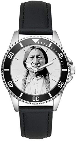 KIESENBERG Herrenuhr Armbanduhr Geschenk Sitting Bull Häuptling Indianer Analog Quartz Lederarmband Uhr L-20201