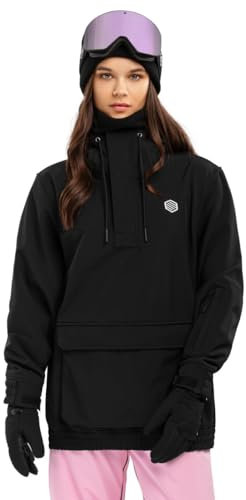 SIROKO - Snowboardjacke mit Kängurutasche für Damen W3-W North Ice - L - Schwarz