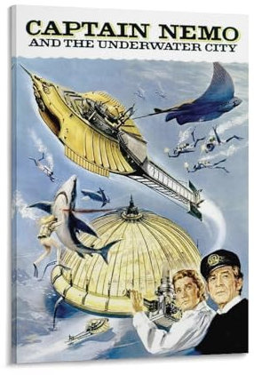 LIANGSHUANG 1969 British Film Captain Nemo und die Unterwasserstadt Poster Leinwand Wandkunst Drucke Poster Foto Bild Malerei Poster Raumdekor 60 x 90 cm