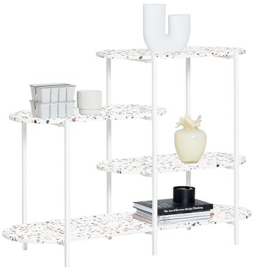 SoBuy Konsolentisch Metall Flurtisch Sideboard Dekotisch Sofatisch Mehrzweckschrank schmales Standregal BHT ca. 120x86x40cm Marmor weiß FSB89-W