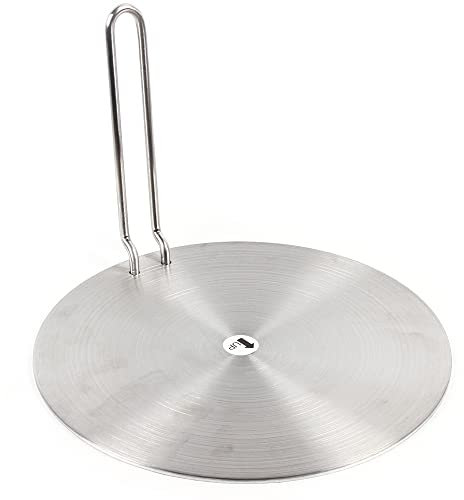 DSYOGX Piastra adattatore per induzione, 24 cm, in acciaio inox, con manico rimovibile, piastra adattatore per piano cottura a induzione, piastra adattatore universale, colore argento