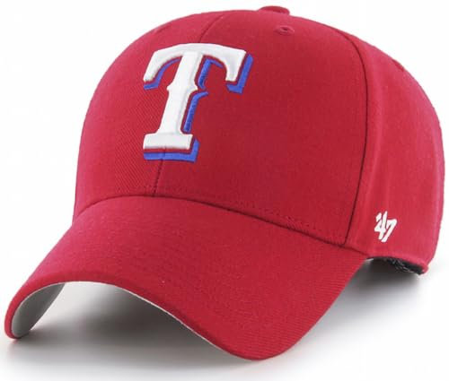47 MLB Mütze mit alternativem Primär-Logo, MVP-Struktur, verstellbar, Einheitsgröße für Erwachsene, Texas Rangers - Rot, Einheitsgr��e