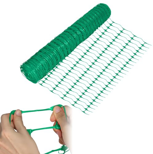 Yznahre Absperrzaun Polypropylen, 30 m lang, 1 m hoch, Schutznetz Fangnetz Auffangnetz Fangzaun Bauzaun Sicherheitsnetz Warnnetz, Grün Warnzaun Absperrung - 1 Rolle 30 m