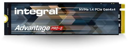 Integral 1TB Advantage Pro-2 M.2 2280 PCIe Gen4 X4 NVMe 1.4 SSD Up to 7200MB/s read & 6100MB/s write Run Cooler Technology - No Heatsink Improved Reliability For Gaming Editing Rendering & more