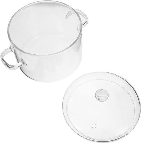 Pentola in vetro - Padelle in vetro borosilicato resistente al calore da 1,9 litri con due orecchie for noodle istantanei for pasta, zuppa, tè trasparente (Color : Transparent, Size : 22X17CM)