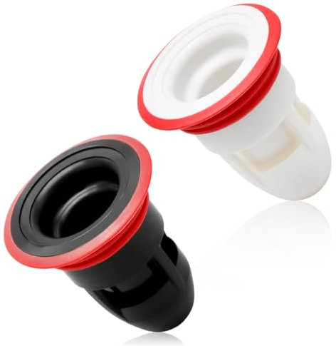 GLADFRESIT 2PCS Shower Floor Drain, Adhesion Design Sewer Core Backflow Preventer Odor Stopper Kitchen Bathroom Sink Hairnet(White&Black)