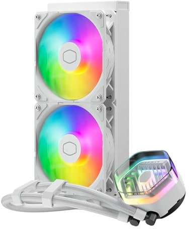 Cooler Master MasterLiquid Atmos 240 Sistema di Raffreddamento a Liquido Per CPU Bianco: Sistema Raffreddamento ad Acqua AIO, Pompa a Doppia Camera, Ventole Sickleflow 120 Edge, Staffe RGB LGA1700 AM5