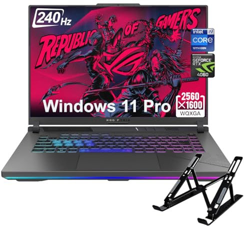 ASUS ROG Strix-G16 Gaming Laptop - 16 WQXGA 240Hz Display, Intel 24-core i9-14900HX, NVIDIA GeForce RTX 4060, 32GB DDR5 RAM, 1TB SSD, WiFi, Bluetooth, Windows 11 Pro, con supporto Cefesfy Laptop