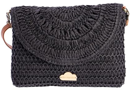 DON ALGODON - Bolso bandolera mujer - Bolso playa mujer - Bolso mujer verano - Bolso rafia mujer - Bolsa playa para mujer - Bolso mimbre mujer hecho a mano ideal para la playa, Leira