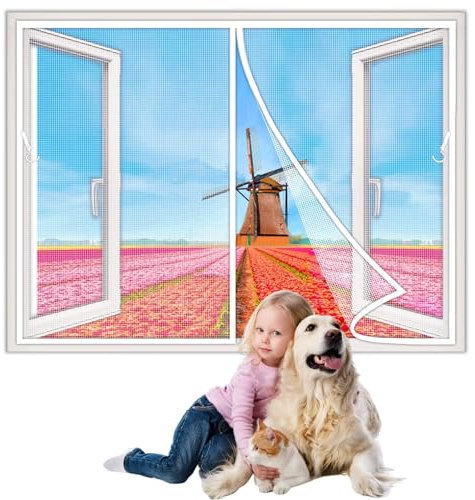 Zanzariera per finestra, zanzariera, 100x70cm kit di protezione per zanzariera zanzariera semplice per finestra zanzariera per Finestre protegge bambini dagli insetti, Bianco 1995-Taglie