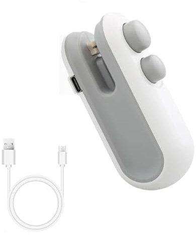 Mini Sigillatore Per Sacchetti, Sigillatore Per Sacchetti Per Chip Usb Ricaricabile 2In1 Sigillatore A Caldo, Sigillatore Per Sacchetti Per Alimenti Sottovuoto Ricaricabile Portatile (Bianco)