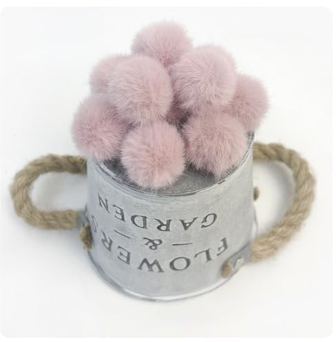 Hrlace 2.5cm Kleine Kunstfell Bommel Mini Fellbommel Faux Kunstpelz Pom Ball Künstliche Plüschbälle DIY Fell Pom Poms für DIY Handwerk Anhänger Deko Strickmütze Zubehör Soja 10 Stück