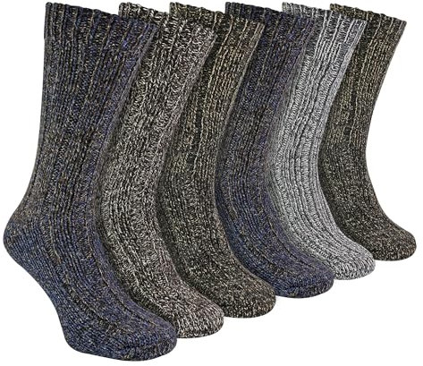 6 Pack Mens Alpaca Wool Boot Socks | Sock Snob | Ribbed Walking Socks for Wellington Boots (6-11, Multicoloured)
