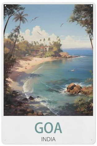 Goa, Indien，Bar Retro Wanddekoration Poster Home Club Taverne Wand Dekor Aluminium Schild(20x30cm）8x12 inch-U26