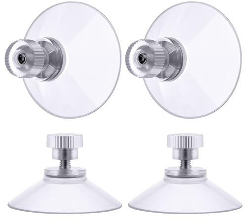 Flintronic 4 PCS Suction Cups, 50mm Clear Suction Pads Plastic Sucker Pads, Suction Holder with Knurled Nut Window Suckers for Glass Mirror Window Wall Door and Other Smooth Flat
