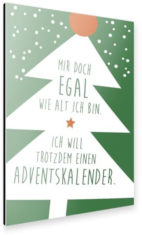 artboxONE Alu-Print 75x50 cm Adventskalender Tannenbaum weiß von Künstler Wundertüte