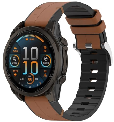 Yikamosi Kompatibel mit Garmin Fenix 8 Armband für Frauen und Männer,QuickFit Leder und Weiches Silikon Ersatzbänder für Garmin Fenix 8