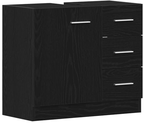 vidaXL Waschbeckenunterschrank Schwarz Eichen-Optik 63x30x54 cm