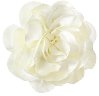 LOZTBUE 1 pièce de broche de fleurs de roses, grande broche de mousseline, pince à cheveux, classique, élégante, faite à la main, de fleurs, appropriée pour le mariage, la fête (Blanc laiteux)