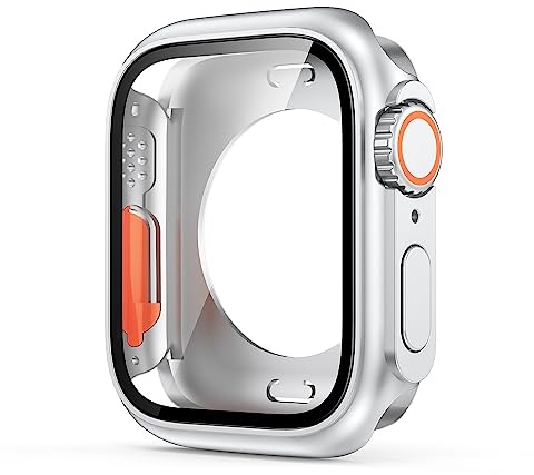 CEKGDB Displayschutzfolie für Apple Watch S10 46 mm, S10 42 mm, 45 mm, 44 mm, 40 mm, 41 mm, harte PC-Schutzhülle vorne und hinten, iWatch 10 9 8 7 SE 6 5 4 Change(Silver,S10 46mm)